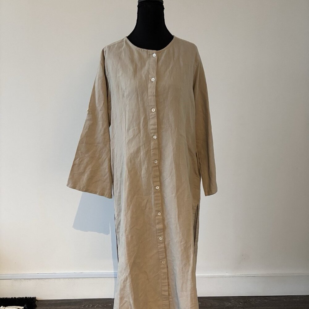 Embelish By Creative Co Linen Cotton Dress Womens L Lagenlook Peasant Cottage - Picture 4 of 16